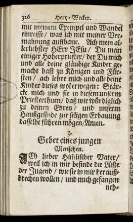 3. Gebet eines jungen Menschen.