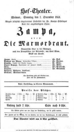 Zampa,  Die Mamorbraut