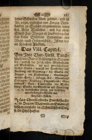 265, Von Ihro Chur-Fuerstl. Durchlaeucht von Baiern Besitzungen in Schwaben