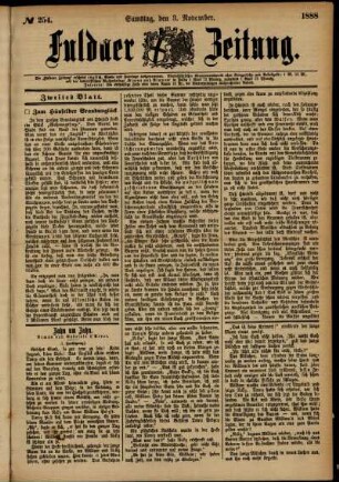 Zweite Ausgabe vom Samstag, den 03. November 1888.