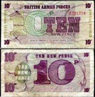 British Armed Forces 10 New Pence (Militärgeld)