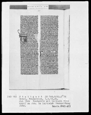 Bibel — Initiale V (ir erat), darin Verspottung Jobs, Folio 194verso
