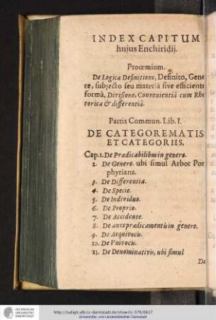 Index Capitum hujus Enchiridij.