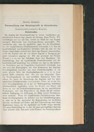 Sechster Abschnitt. Verwandlung von Surplusprofit in Grundrente