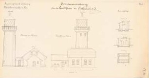 Leuchtfeuer Staberhuk, Fehmarn: Ansichten, Grundriss, Schnitte 1:100