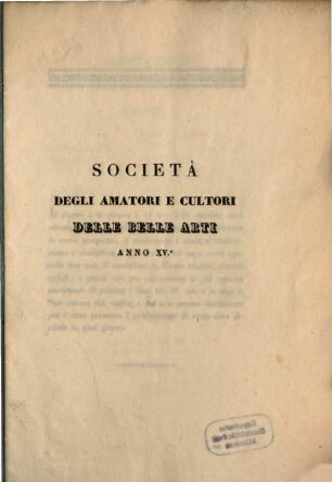 Società degli Amatori e Cultori delle Belle Arti : Anno XVo. (1844)