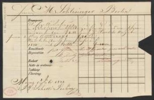 Abrechung diverser Notensendungen : 01.07.1832