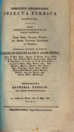 Dissertatio entomologica Insecta Fennica enumerans