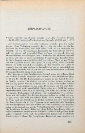 105-106 [Rezension] Der Prophet Hesekiel
