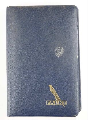 Notizbuch mit Kalendarium für das Jahr 1956 als Werbegeschenk der Firma Falke