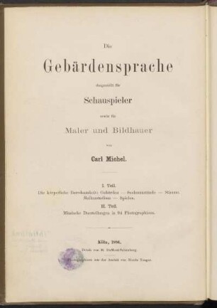 T. 2: Die Gebärdensprache : erläutert durch 94 mimische Darstellungen