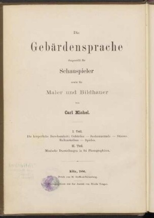 T. 2: Die Gebärdensprache : erläutert durch 94 mimische Darstellungen