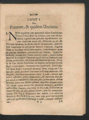 Caput I. De Foenore, & quidem Unciario.