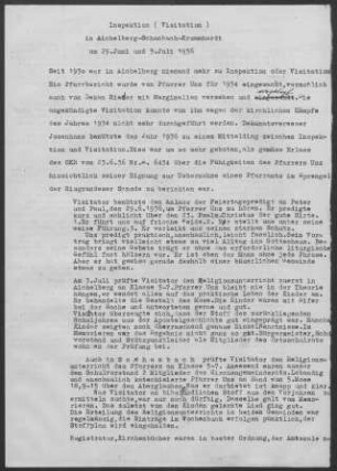 Aichelberg (Aichwald): Inspektionsbericht 1936