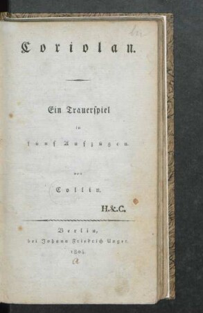 Coriolan : Ein Trauerspiel in fünf Aufzügen