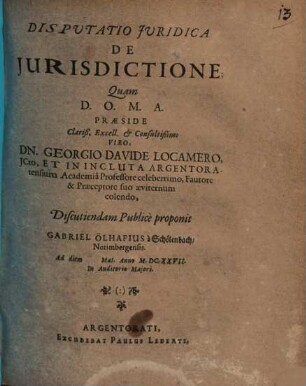 Disputatio Iuridica De Iurisdictione
