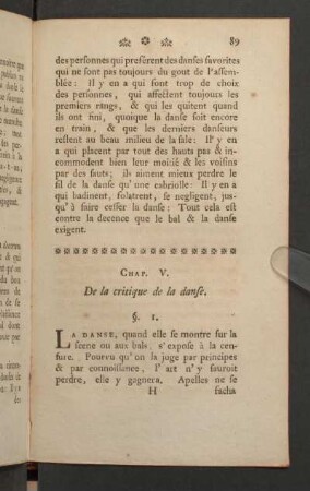 Chap. V. De la critique de la danse