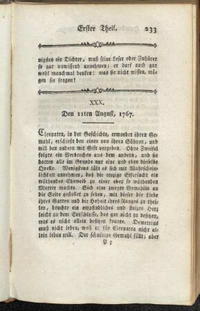 XXX. Den 11ten August, 1767