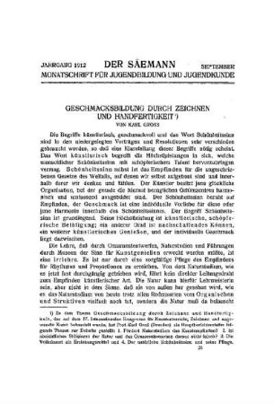 Geschmacksbildung durch Zeichnen und Handfertigkeit