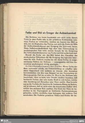 Farbe und Bild als Erreger der Aufmerksamkeit