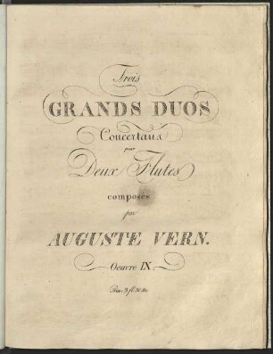 Trois grands duos concertans pour deux flûtes : œuvre 9