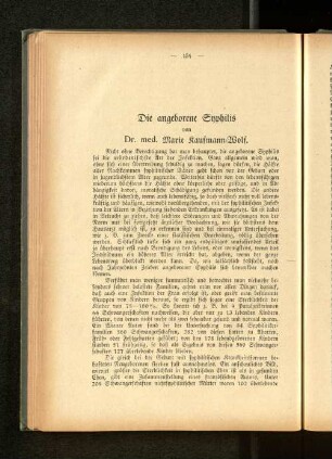 Die angeborene Syphilis von Dr. med. Marie Kaufmann=Wolf.