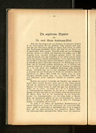 Die angeborene Syphilis von Dr. med. Marie Kaufmann=Wolf.