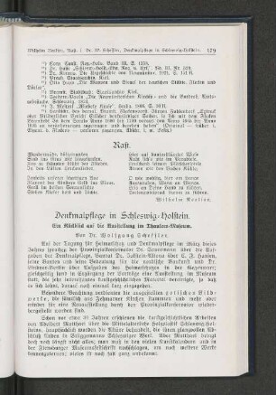 Denkmalpflege in Schleswig=Holstein.