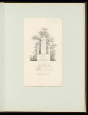 Grabdenkmal Monatskonkurrenz November 1856: Grundriss (Skizze), Aufriss