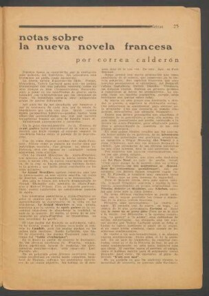Notas sobre la nueva novela francesa