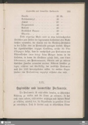 XIX. Hygienische und kosmetische Parfumerie