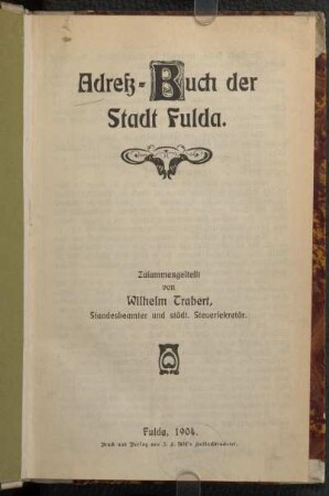 1904: Adreßbuch der Stadt Fulda