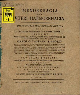 Menorrhagia s. uteri haemorrhagia