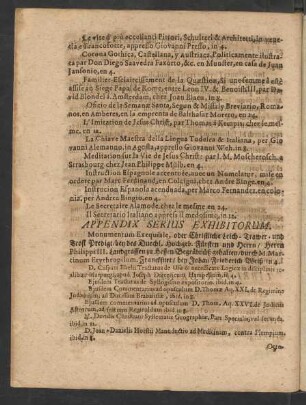 Appendix Serius Exhibitorum.