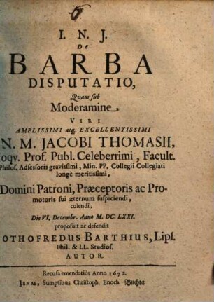 De Barba Disputatio
