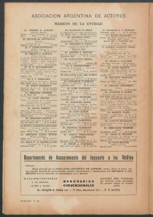 Asociación argentina de actores : Médicos de la entidad