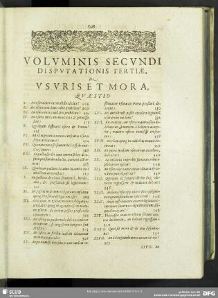 Voluminis Secundi Disputationis Tertiae, De Usuris Et Mora