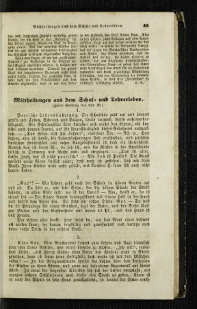 Mittheilungen aus dem Schul- und Lehrerleben : (zweite Sendung)