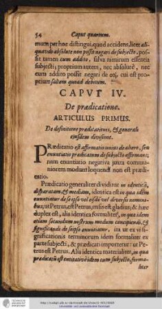 Capvt IV. De prædicatione.