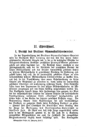 Bericht des Berliner Gymnasiallehrervereins : Sprechsaal