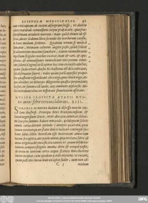 Mulier Provectae Aetatis Multos annos febre tertiam laborans. XIII.