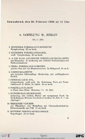 A. Sammlung M., Berlin (Nr. 1-252)