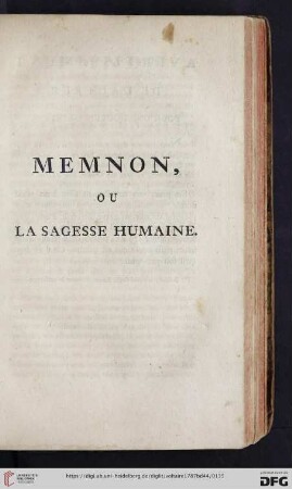 Memnon ou la sagesse humaine