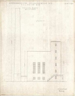 Schachner, Richard; Kelheim; Zellstoffabrik Waldhof - Kesselhaus, Südseite (Ansicht)