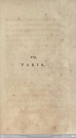 VII. Varia
