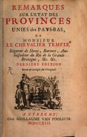 Remarques Sur L'etat Des Provinces Unies des Pays-Bas
