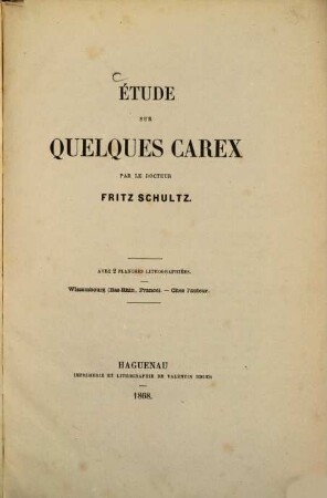 Étude sur quelques Carex : Avec 2 planches lithogr.