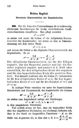 Drittes Kapitel. Metrische Eigenschaften der Kegelschnitte.