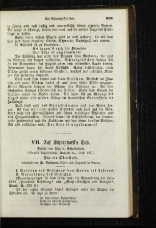 Auf Scharnhorst's Tod : Gedicht ; (Wetzel's Schullesebuch, Ausgabe A., Seite 197) ; für die Oberstufe