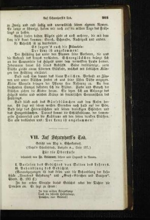 Auf Scharnhorst's Tod : Gedicht ; (Wetzel's Schullesebuch, Ausgabe A., Seite 197) ; für die Oberstufe